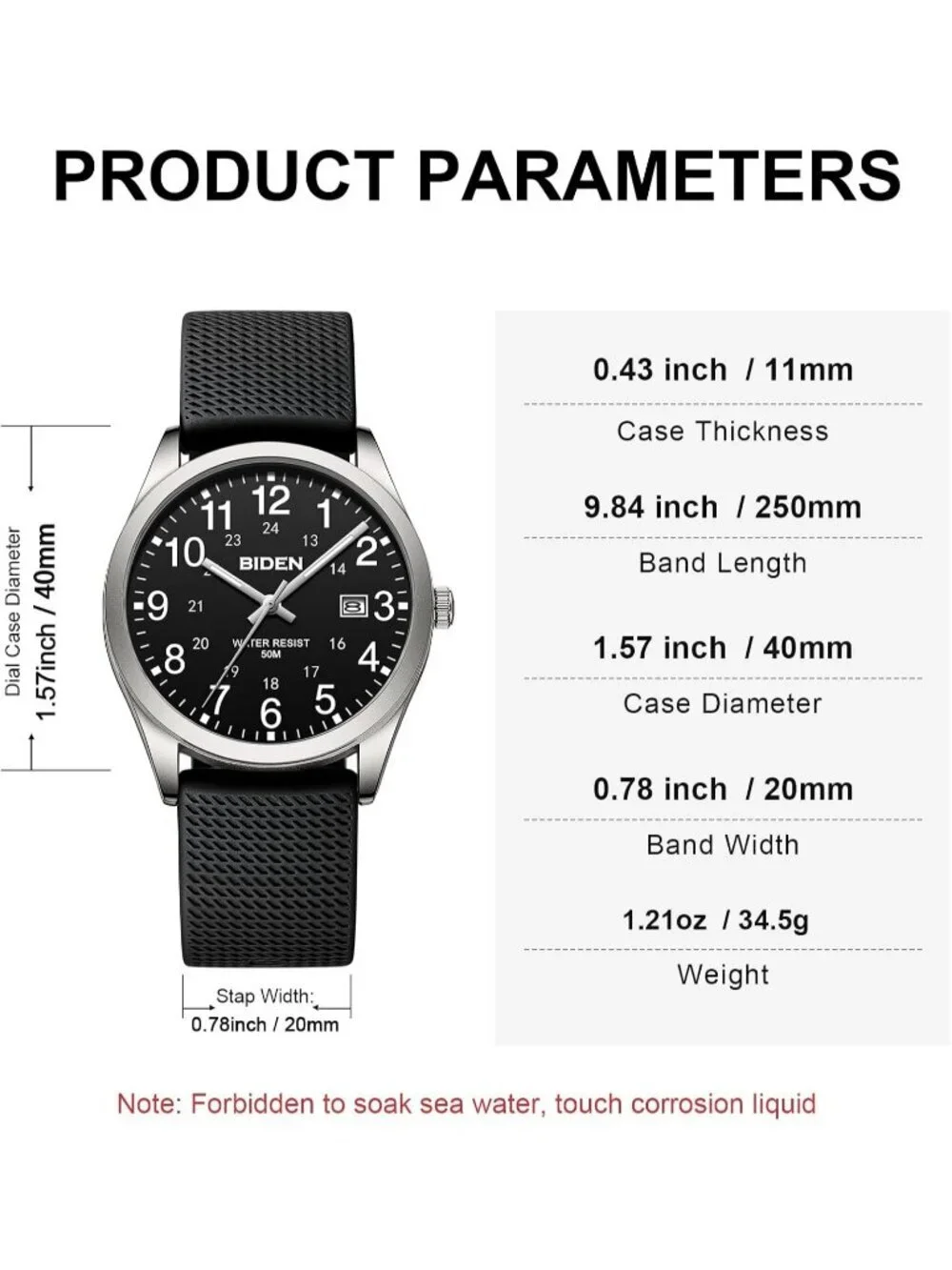 Men's Black And Silver Analog Expansion Band Easy Reader Waterproof Wrist Watch